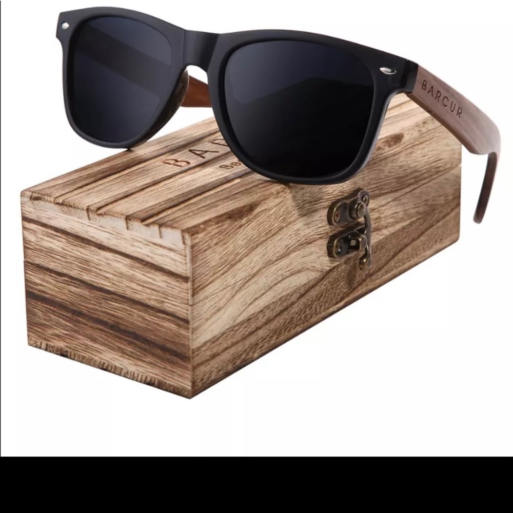 BARCUR Black Sunglasse Eyewear Wooden Original Box